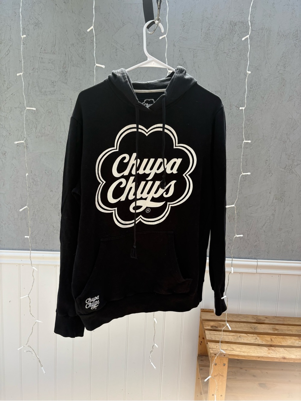 Pull&Bear Black Hoodie with White Logo